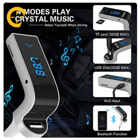 مشغل ام بي 3 جهاز ارسال موجات اف ام بلوتوث لاسلكي، بمنفذ يو اس بي