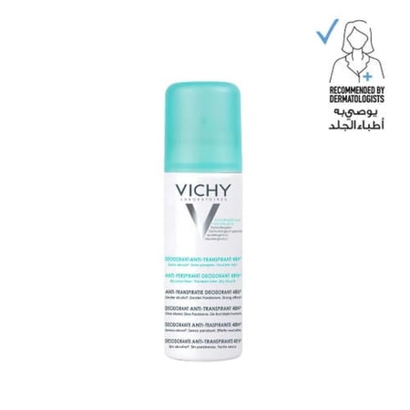 فيشي مزيل عرق بخاخ مضاد للتعرق بدون علامات يدوم 48 ساعة 125 ملVichy 48 Hour No Marks Anti-Perspirant Spray Deodorant 125ml