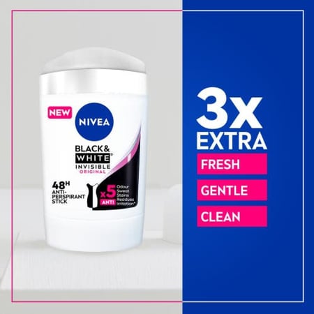 نيفيا مزيل عرق ستيك بلاك آند وايت للنساء 50 ملNivea Antiperspirant Black & White Women Stick 50 ml