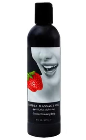 ايرثلي بودي زيت مساج الجسم صالح للتذوق بالفراولة 237مل