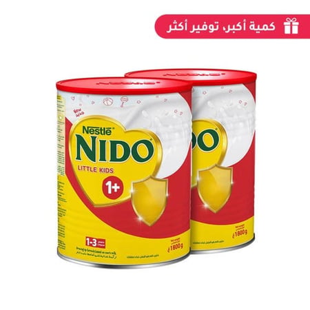 نيدو حليب أطفال واحد بلس 1 - 3 سنوات عبوة مزدوجة 2×1800 جم