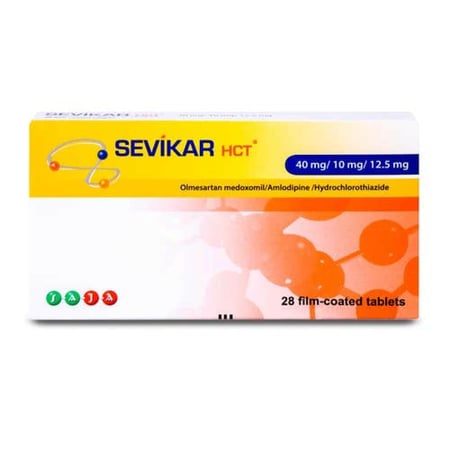 سيفيكار اتش سي تي 40/10/12.5 ملجم 28 قرصSevikar HCT 40/10/12.5 mg olmesartan‑amlodipine‑HCTZ Tablets × 28