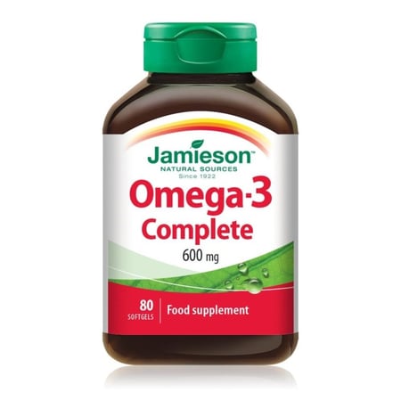 جاميسون أوميغا 3 كومبليت 600 مجم – 80 كبسولة Jamieson Omega 3 Complete 600 mg – 80 Softgels