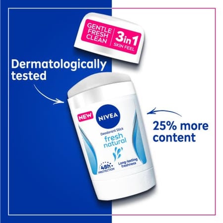 نيفيا مزيل عرق ستيك فريش ناتشورال للنساء 50 ملNivea Antiperspirant Fresh Natural Women Stick 50 ml