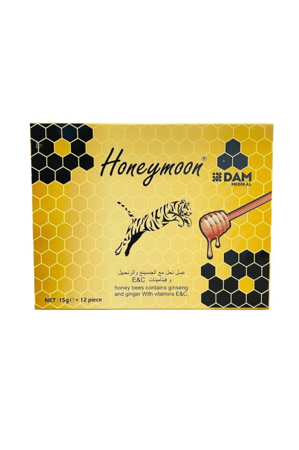عسل هونى مون يحتوي على الجنسنغ والزنجبيل مع فيتامين (C و E) 12 عبوة Honeymoon Honey Bees with Ginseng and Ginger + Vitamins E & C – 12 Sachets