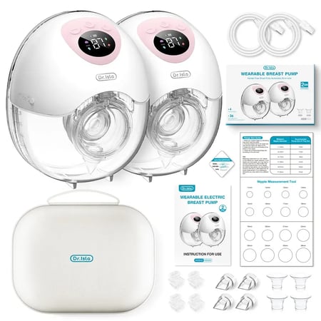 2 قطعة من شفاط الثدي الالكتروني ذاتي الارتداء مع الملحقات و حقيبة التخزين