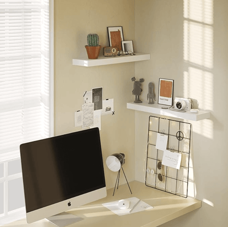 رف خشبي عائم بزاوية منحنية  23*100 سم