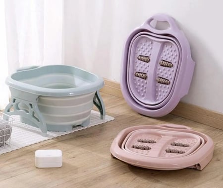 حوض تدليك للأقدام مع بكرات قابل للطي