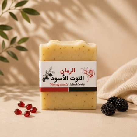 صابونة الرمان والتوت الاسود ينصح باستخدامها مع صابونة الطين الفرنسي