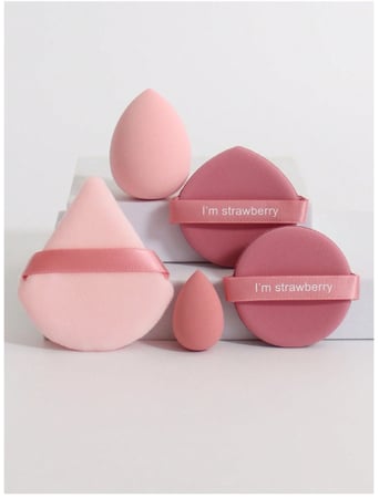 مجموعة إسفنجة مكياج (5 قطع متنوعه) لون وردي