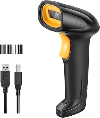 ماسح باركود USB 1D، قارئ باركود سي سي دي سلكي محمول باليد يدعم مسح الشاشة، قارئ رمز شريطي UPC للمستودع والمكتبة والسوبر ماركت