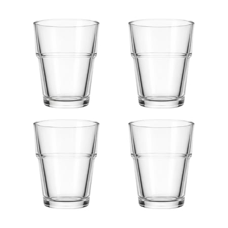 عرض 4 أكواب زجاج فاخر شفاف – تصميم أنيق للاستخدام اليومي