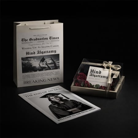 جريدة كلاسيكية وصندوق ورد هدية تخرج