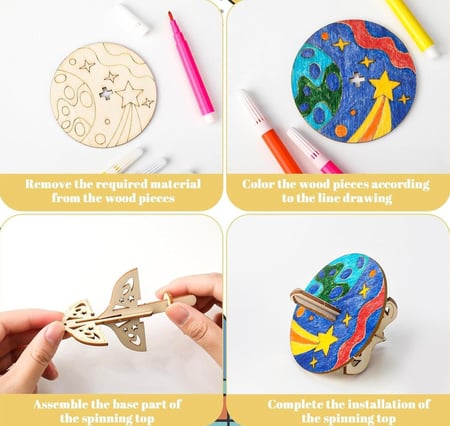 لعبة دوارة خشبية للتلوين