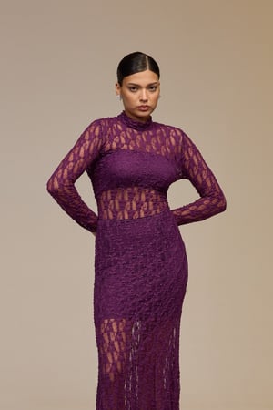 طقم بنفسجي ميدي دانتيل