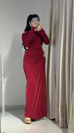 فستان احمر انيق استرتش