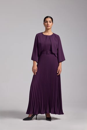 فستان موف قطعتين طويل