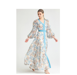 فستان شيفون مشجر Light blue