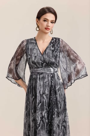 فستان ميدي اسود شيفون