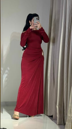 فستان احمر انيق استرتش