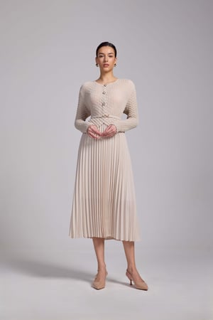 فستان بيج كريب بارز مع شيفون بليسيه