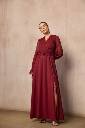 فستان سهرة شيفون احمر