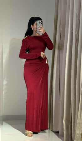 فستان احمر انيق استرتش