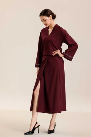 طقم تنورة كتان