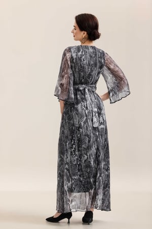 فستان ميدي اسود شيفون