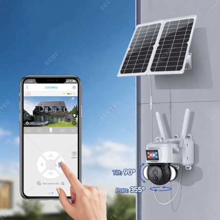 كاميرا مراقبة  بالطاقة الشمسية خارجية ، واي فاي ، شريحة 4g