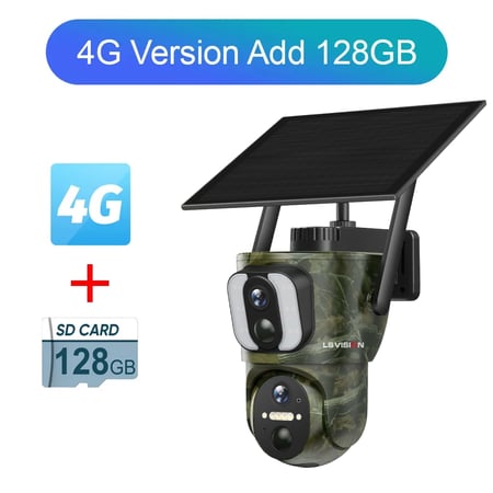 كاميرا بالطاقة الشمسية خارجية ، 4K ، 4G