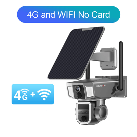 كاميرا بالطاقة الشمسية ، شاشة مزدوجة، 4G ، WiFi ، عدسة 2 في 1
