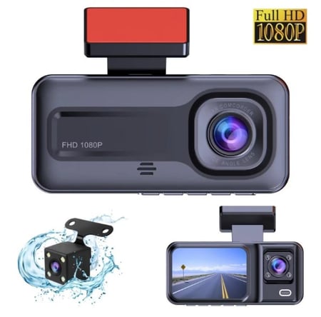 كاميرا داش Full HD مزودة بـ 3 كاميرات ، من الأمام ومن الداخل والخلف