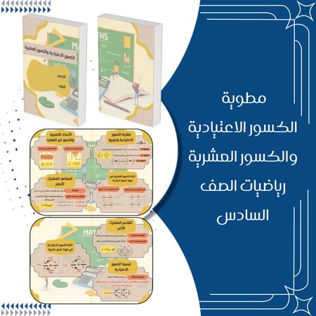 مطوية الكسور الاعتيادية والكسور العشرية رياضيات الصف السادس الترم الأول