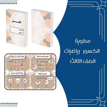 مطوية الكسور رياضيات الصف الثالث ابتدائي الترم الثاني