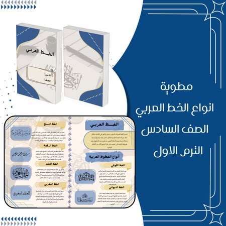 مطوية آنواع الخط العربي لغتي الصف السادس الترم الاول