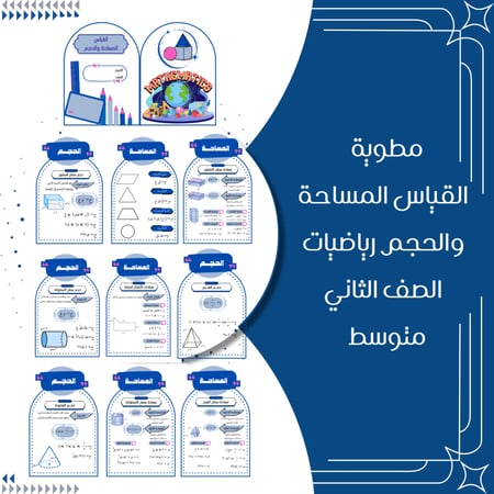 مطويات رياضيات الصف الثاني متوسط الترم الثاني كاملة