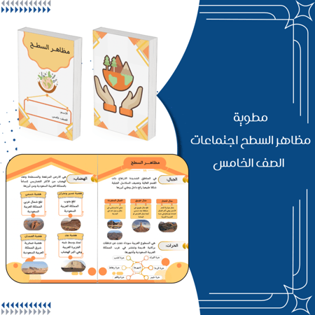 مطوية مظاهر السطح اجتماعيات الصف الخامس ابتدائي الترم الاول