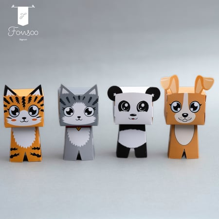 مجموعة علب بتصميم حيوانات الغابة (  الواحدة 4 اشكال )