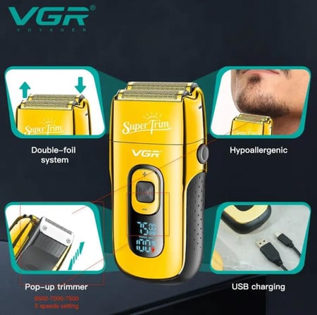 ماكينة حلاقة كهربائية VGR قابلة لإعادة الشحن للرجال ماكينة حلاقة الذقن ماكينة حلاقة الشعر