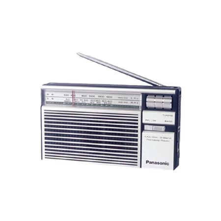 باناسونيك راديو MW-SW محمول يعمل بالبطارية - أسود وفضي - R-218DD