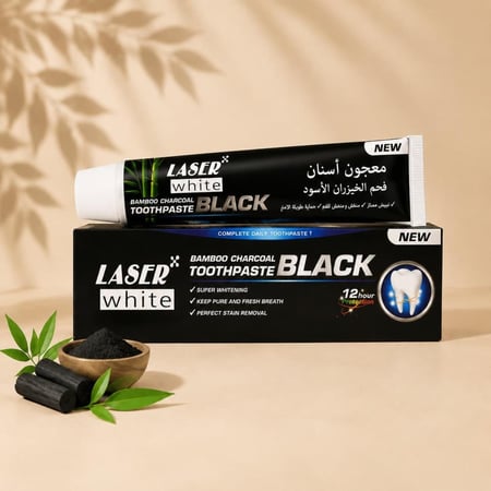 معجون أسنان ليزر وايت بفحم الخيزران الأسود 100 جرام