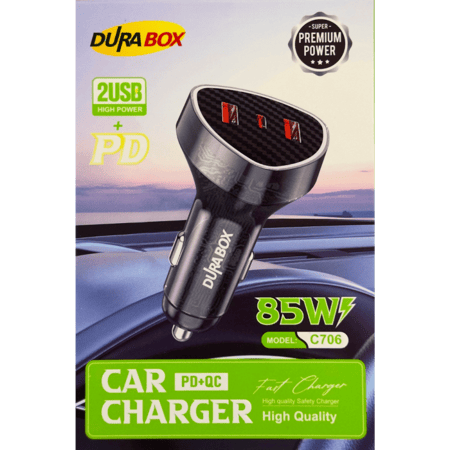 شاحن سيارة دورابوكس - موديل C706، بقدرة 85 واط، يدعم تقنية PD+QC