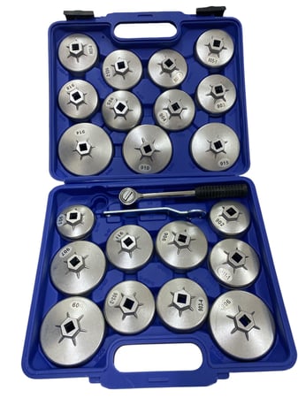 طقم فك فلاتر الزيت – عدة رؤوس بمقاسات متعددة مع راچيت