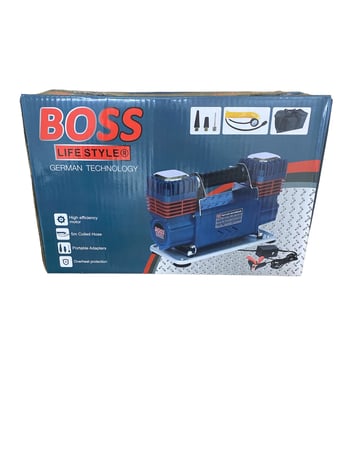 ماطور هواء مزدوج ضغط عالي 12 فولت من BOSS – بتوصيل بطارية السيارة