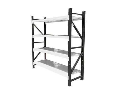 بزات تخزين معدني قوي 4 أرفف – لون أبيض وأسود– مقاس 200×60×200 سم