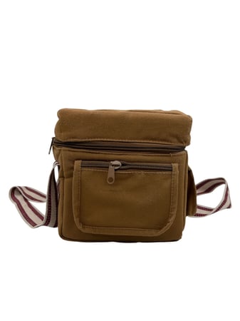 شنطة كتف متعددة الجيوب بلون بني - قماش متين