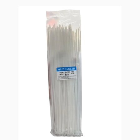 حزامات بلاستيك أبيض 30 سم × 3.6 مم – ربط منظم بمظهر نظيف للاستخدامات المتعددة