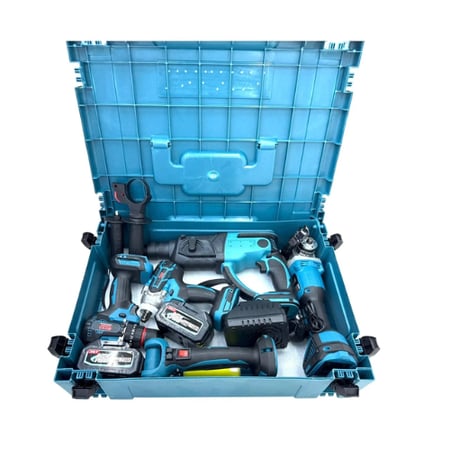 طقم أدوات كهربائية احترافي 5 في 1 ماركة BOSS – بطاريات + شاحن + صندوق بلاستيكي