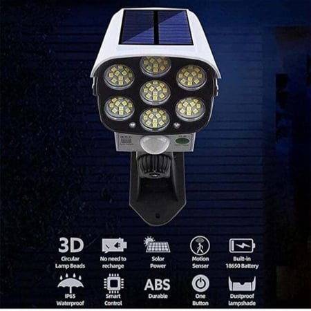 كشاف شمسي لاسلكي (LED) بمستشعر حركة وجهاز تحكم عن بعد، مقاوم للماء.